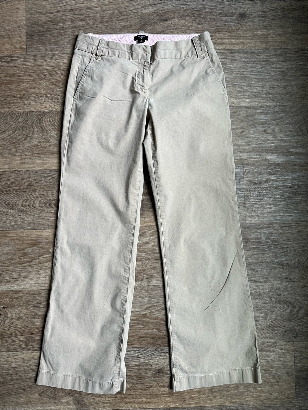 J.Crew Women’s Size 4S Khaki Chino Pants Straight Leg Flat Front Stretch Tan